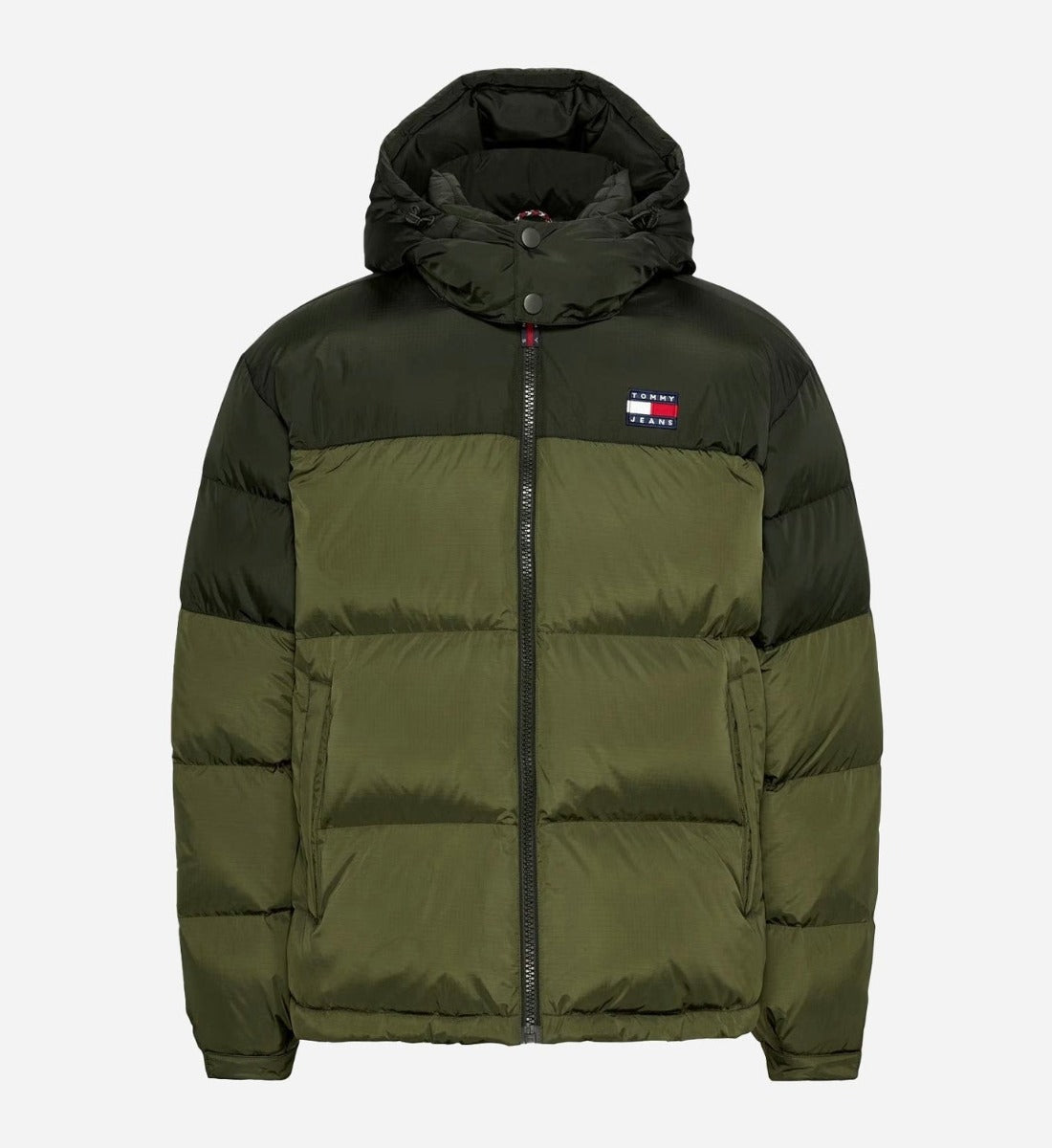 Tommy Jeans Alaska Colourblock Puffer Jacket - Olive Green