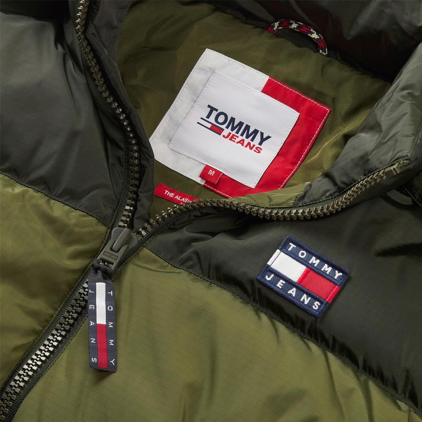 Tommy Jeans Alaska Colourblock Puffer Jacket - Olive Green