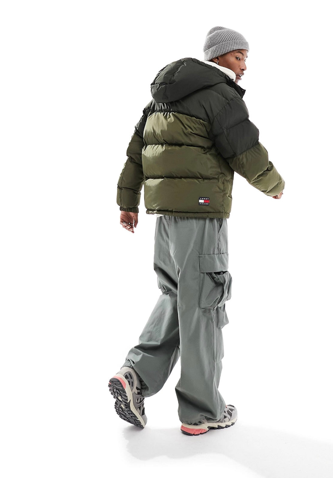 Tommy Jeans Alaska Colourblock Puffer Jacket - Olive Green