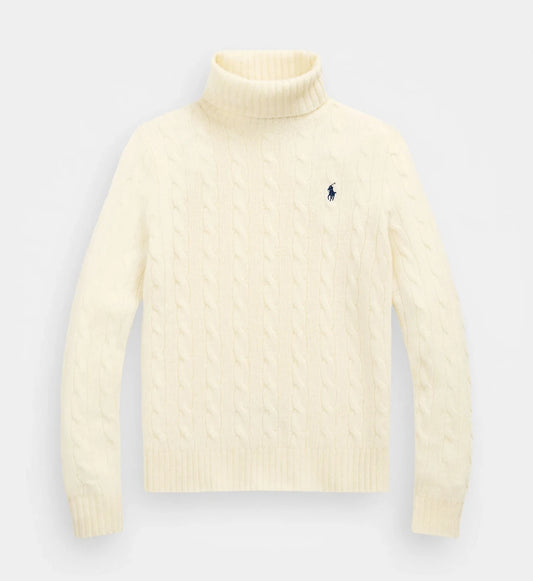 Polo Ralph Lauren Wool-Cashmere Cable Roll Neck Jumper - Chic Cream
